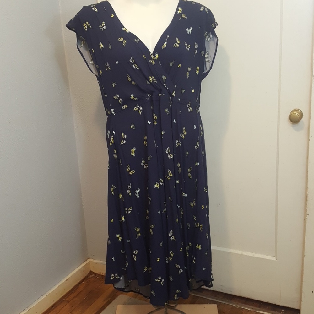 Torrid Navy Blue Dress w/ Yellow Butterflies - 2